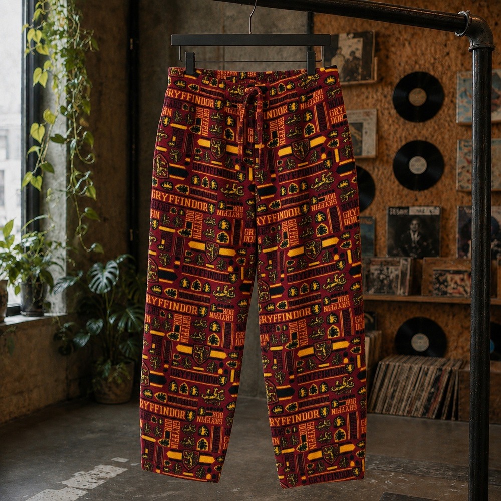Harry Potter Gryffindor Fleece Pajama Pants XXL Maroon Gold Lounge Sleepwear